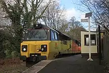 A Colas Class 70 on the Moorswater to Aberthaw weekly freight service. This shows the train on the return to Aberthaw, after arriving in Moorswater the day prior