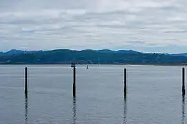 Coos Bay looking east toward the McCullough Memorial Bridge