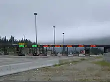 The toll booth once marked the halfway point of the formerly tolled Hope-to-Merritt portion of the highway (2006)