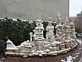 Cornerstone (sculpture) in snow