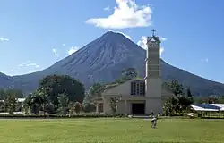 Arenal Volcano as seen from downtown La Fortuna.