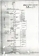 Diagram assigning each city and town a stretch of the road to cover