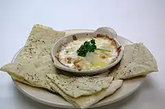 Crab dip served with flatbread