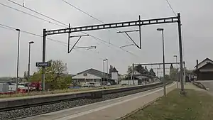 Double-track railway line with side platforms