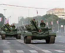 Croatian M-84 tanks on military parade in 2015.