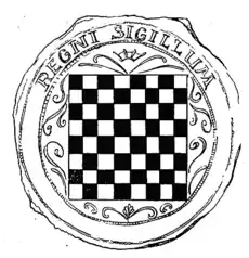 The seal of the Kingdom of Croatia and Dalmatia was affixed in 1527 to the Cetin Charter that confirmed the Habsburg to be the rulers of Croatia