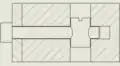 A cutaway drawing of a cross dowel in use