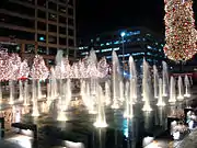 Crown Center fountains showing the Mayor's Christmas Tree during the holiday season.