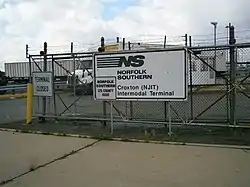 Truck and auto entrance to Croxton Yard on County Road in Jersey City