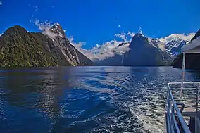 Photograph from cruise boat in Milford Sound