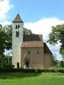 The Roman Catholic Church of Csempeszkopács, built in the 13th century: southern view.