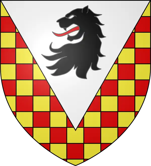 Cubitt, Baron Ashcombe: Chequy gules and Or, on a pile argent a lion's head sable.