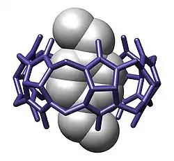 Host–guest complex with a p-xylylenediammonium bound within a cucurbituril