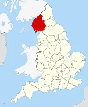 Location of Cumbria within England