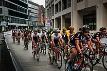 The peloton during the race