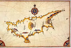 Image 25Ottoman admiral, geographer and cartographer Piri Reis' historical map of Cyprus (from Cyprus problem)