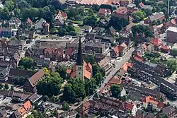 Dülmen center with Town Hall and Market Square, St. Viktor Church