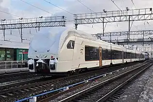 Azerbaijani DŞ1-001 DMU during its transportation in Russia