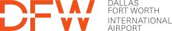 The DFW logo: the letters "DFW" in orange with "Dallas Fort Worth International Airport" in gray