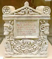 Image 77Cinerary urn for the freedman Tiberius Claudius Chryseros and two women, probably his wife and daughter (from Roman Empire)