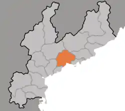 Map of South Hamgyong showing the location of Hongwon