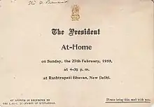 President's invitation card