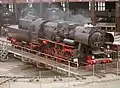 Rekolok DR 52 8079 on the turntable at the railway museum Bw Dresden-Altstadt