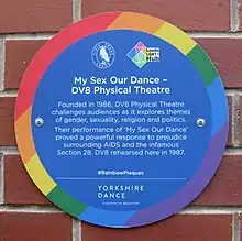 Plaque 6 on the wall of Yorkshire Dance, St Peter's Square