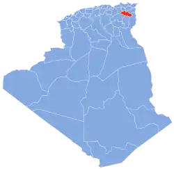 Map of Algeria highlighting Oum El Bouaghi