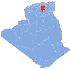 Map of Algeria highlighting M'Sila