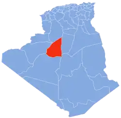 Map of Algeria highlighting Timimoun