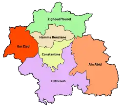 Map of the 6 districts of Constantine