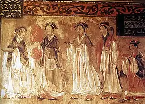 Mural of the Dahuting Tomb (打虎亭漢墓; Dáhǔtíng hàn mù) of the late Eastern Han, located in Zhengzhou