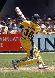 Damien Martyn playing a stroke