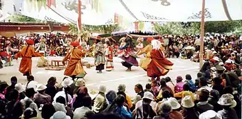 Dancing at Sho Dun Festival, Norbulingka, 1993