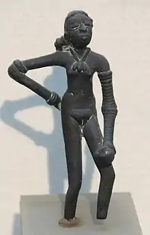 Dancing Girl; c. 2400–1900 BC; bronze; height: 10.8 cm; National Museum (New Delhi, India)