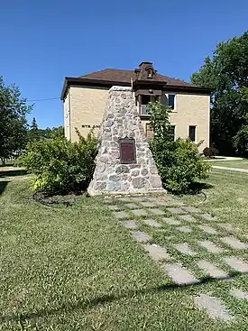 RM of Ste. Anne Municipal office with Dawson Road monument in front