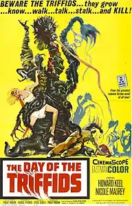 Man-eating plant: 1962 poster by Steve Sekely for a film adaptation of John Wyndham's 1951 novel The Day of the Triffids