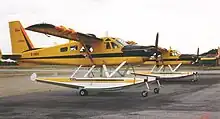 Ontario Ministry of Natural Resources deHavilland DHC 2 Mk 3 Turbo Beavers on amphib floats in Dryden ON in 1995