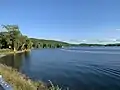 A view of DeRuyter Reservoir in summer 2020, taken from the dam