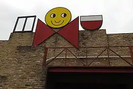 Sign on the front of the De Dolle Brewery warehouse in Esen, Belgium