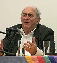 Denis Goldberg speaking at the launch of the Edinburgh World Justice Festival, 12 October 2013.