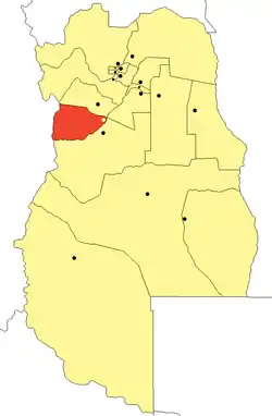 location of Tunuyán Department in Mendoza Province