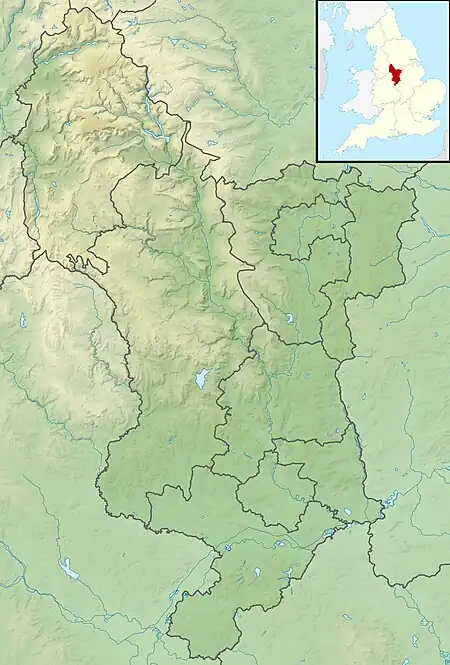 Location of the reservoir in Derbyshire, England.