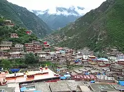 View of the town of Derge (2014), where the monastery is situated.