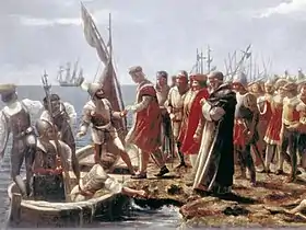 Image 39Arrival of Christopher Columbus, art by Dominican painter Luis Desangles. (from History of the Dominican Republic)