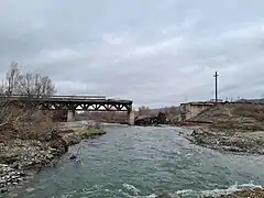 Destroyed bridge in Khanlyg