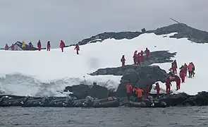 Tourists visit Detaille Island