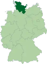 Map of Germany:Position of Schleswig-Holstein highlighted