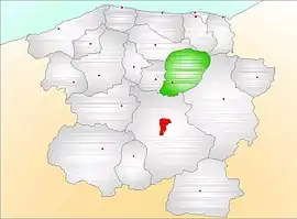 Map showing Devrekani District (green) in Kastamonu Province